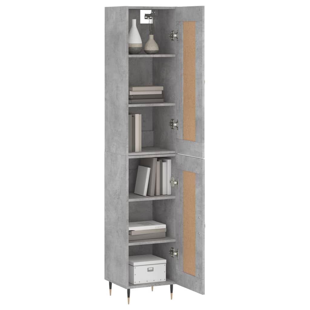 Highboard betonggrå 34,5x34x180 cm konstruert tre vidaXL