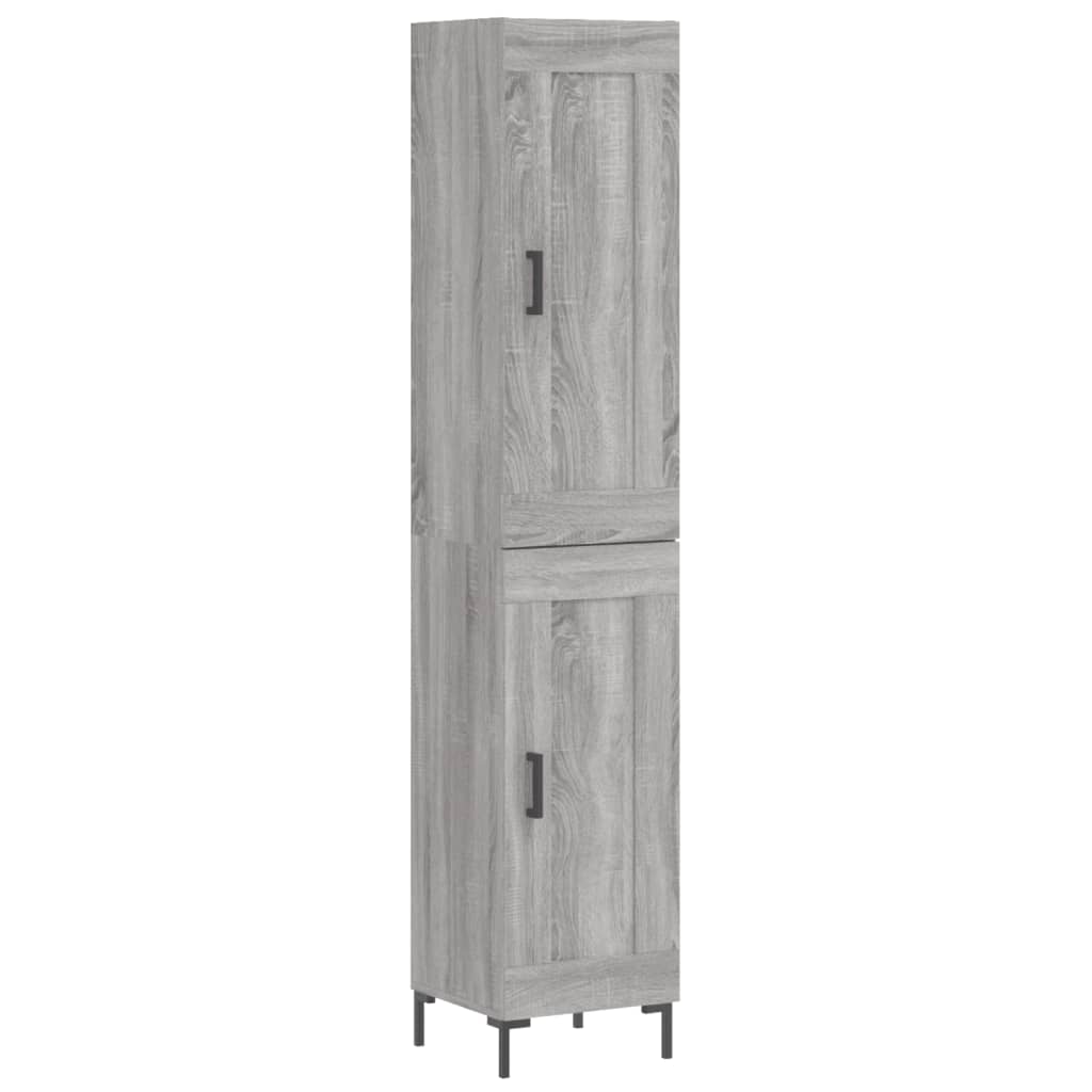 Highboard grå sonoma 34,5x34x180 cm konstruert tre