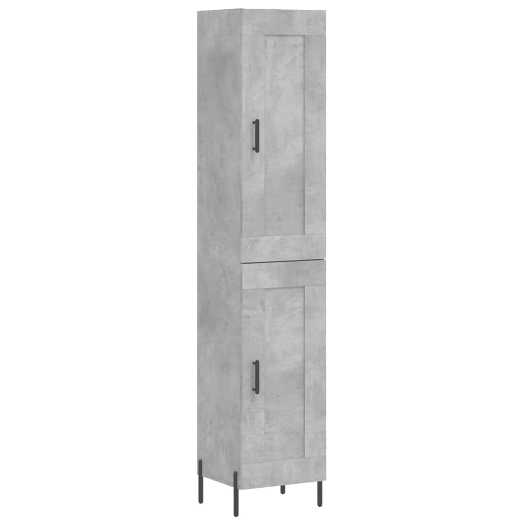 Highboard betonggrå 34,5x34x180 cm konstruert tre