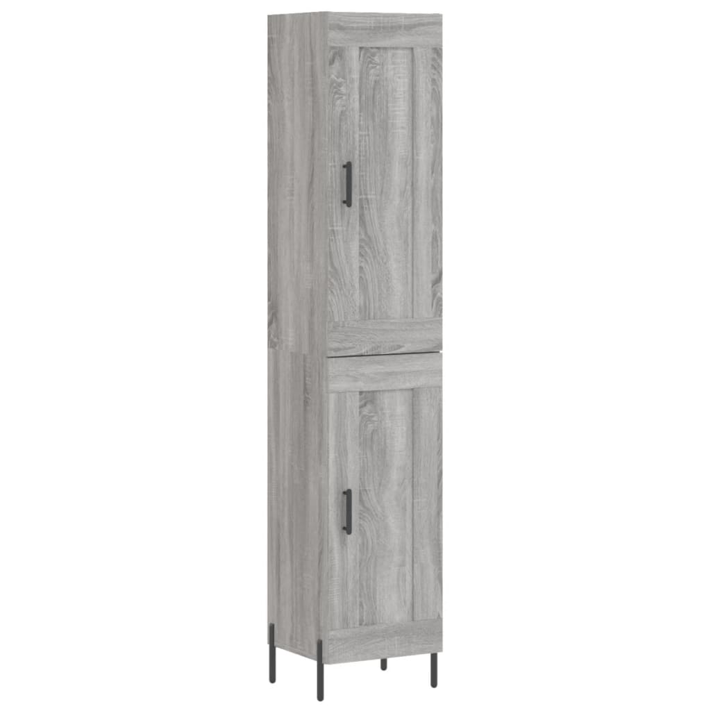 Highboard grå sonoma 34,5x34x180 cm konstruert tre