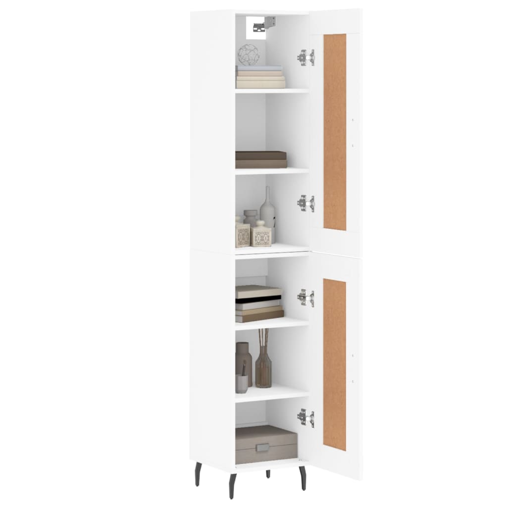 Highboard hvit 34,5x34x180 cm konstruert tre