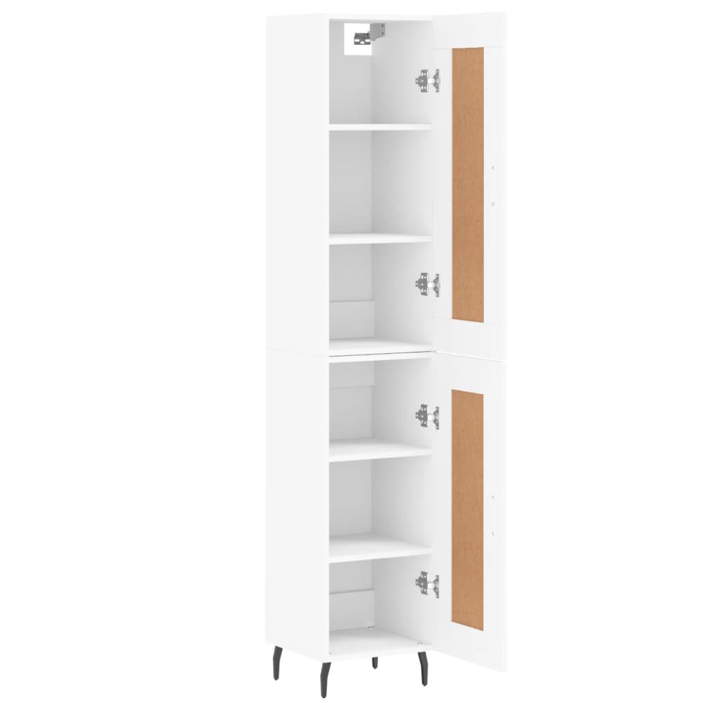 Highboard hvit 34,5x34x180 cm konstruert tre