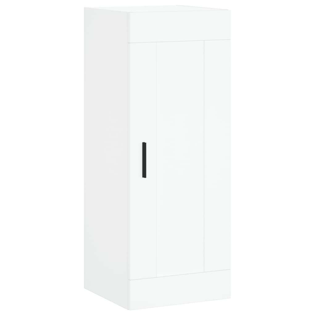 Highboard hvit 34,5x34x180 cm konstruert tre