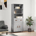 Highboard betonggrå 69,5x34x180 cm konstruert tre