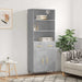 Highboard betonggrå 69,5x34x180 cm konstruert tre