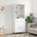 Highboard hvit 69,5x34x180 cm konstruert tre