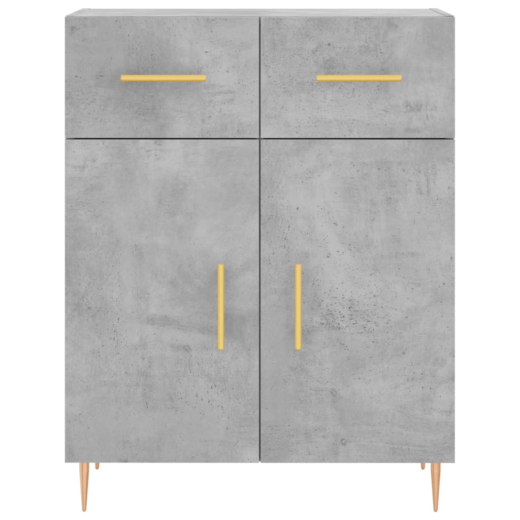 Highboard betonggrå 69,5x34x180 cm konstruert tre