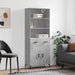 Highboard betonggrå 69,5x34x180 cm konstruert tre