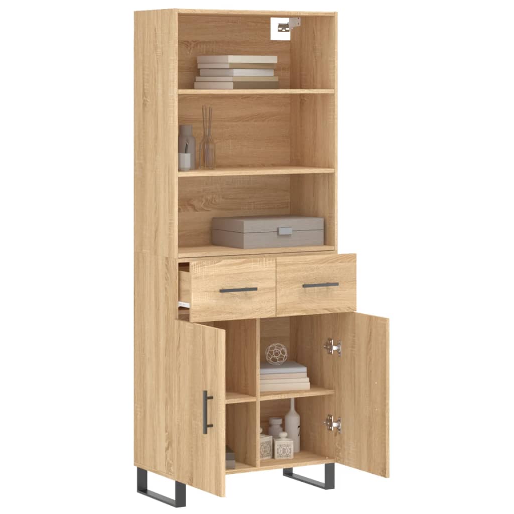 Highboard sonoma eik 69,5x34x180 cm konstruert tre