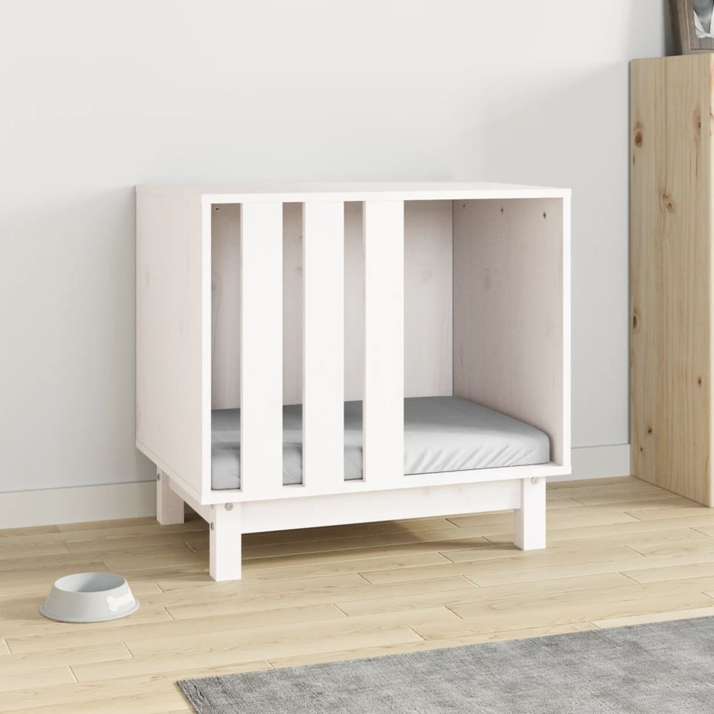 Hundehus hvit 60x45x57 cm heltre furu