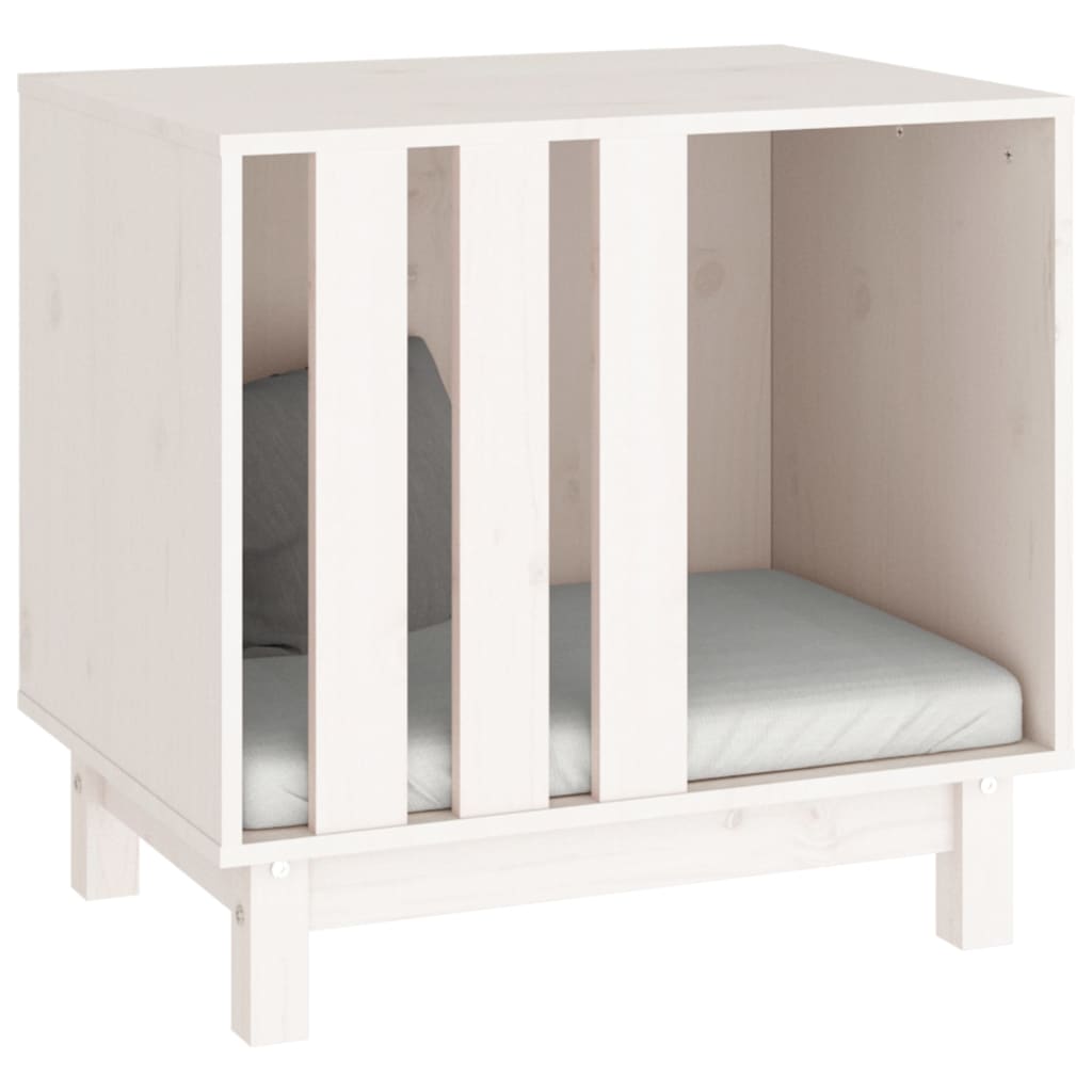 Hundehus hvit 60x45x57 cm heltre furu