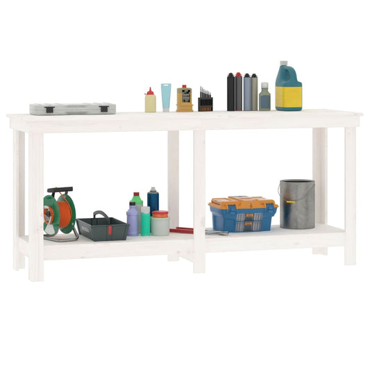 Arbeidsbenk hvit 180x50x80 cm heltre furu