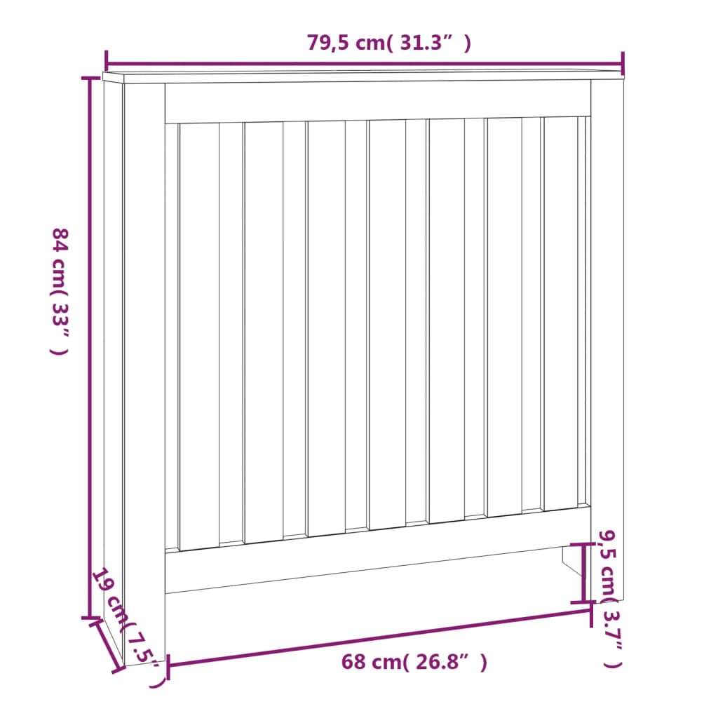 Radiatordeksel 79,5x19x84 cm heltre furu vidaXL