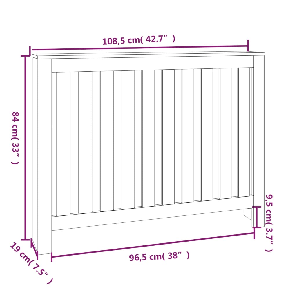 Radiatordeksel 108,5x19x84 cm heltre furu vidaXL