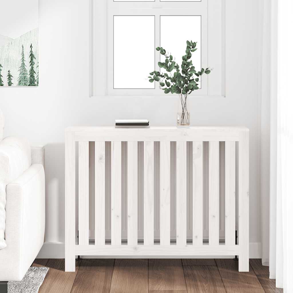 Radiatordeksel hvit 108,5x19x84 cm heltre furu vidaXL