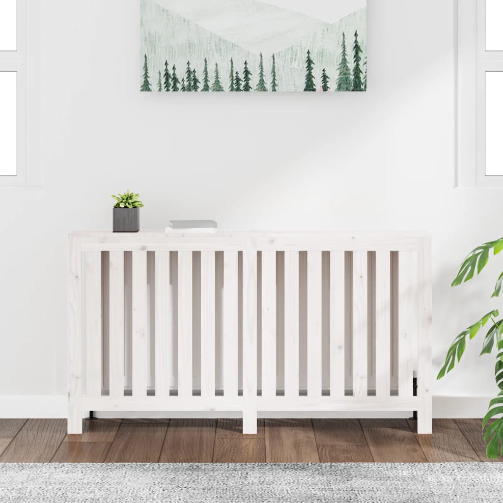 Radiatordeksel hvit 153x19x84 cm heltre furu vidaXL