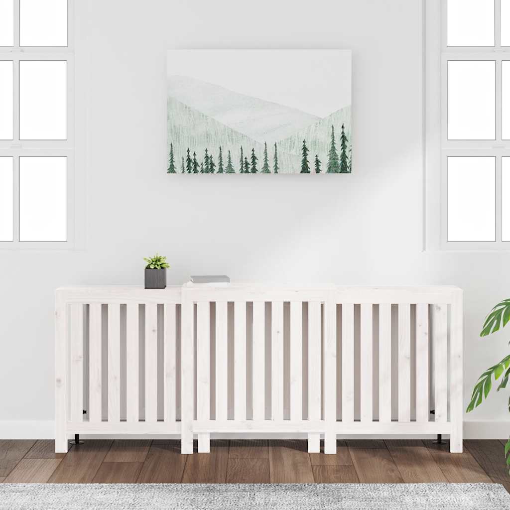 Radiatordeksel hvit 210x21x85 cm heltre furu vidaXL