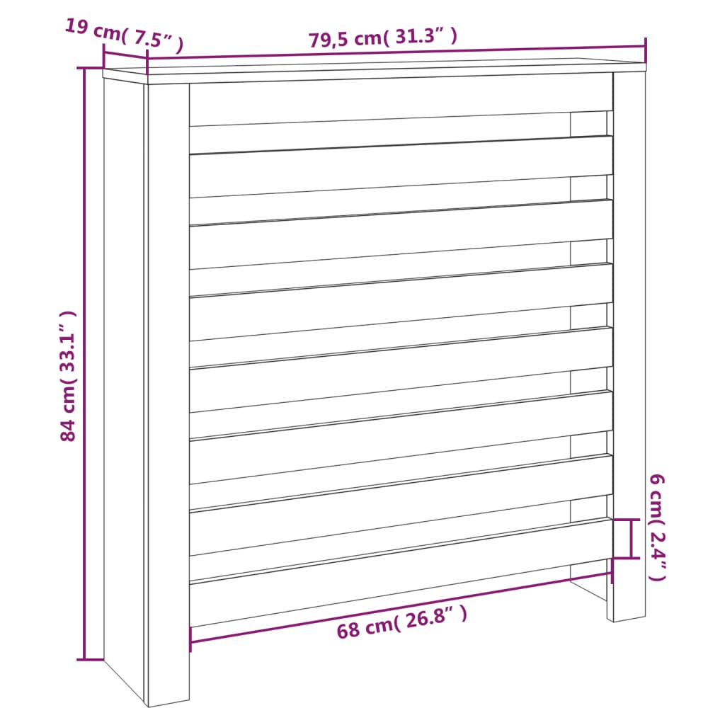 Radiatordeksel hvit 79,5x19x84 cm heltre furu vidaXL