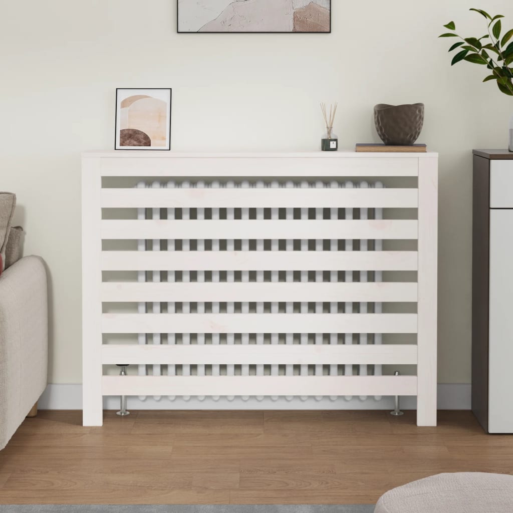 Radiatordeksel hvit 108,5x19x84 cm heltre furu vidaXL