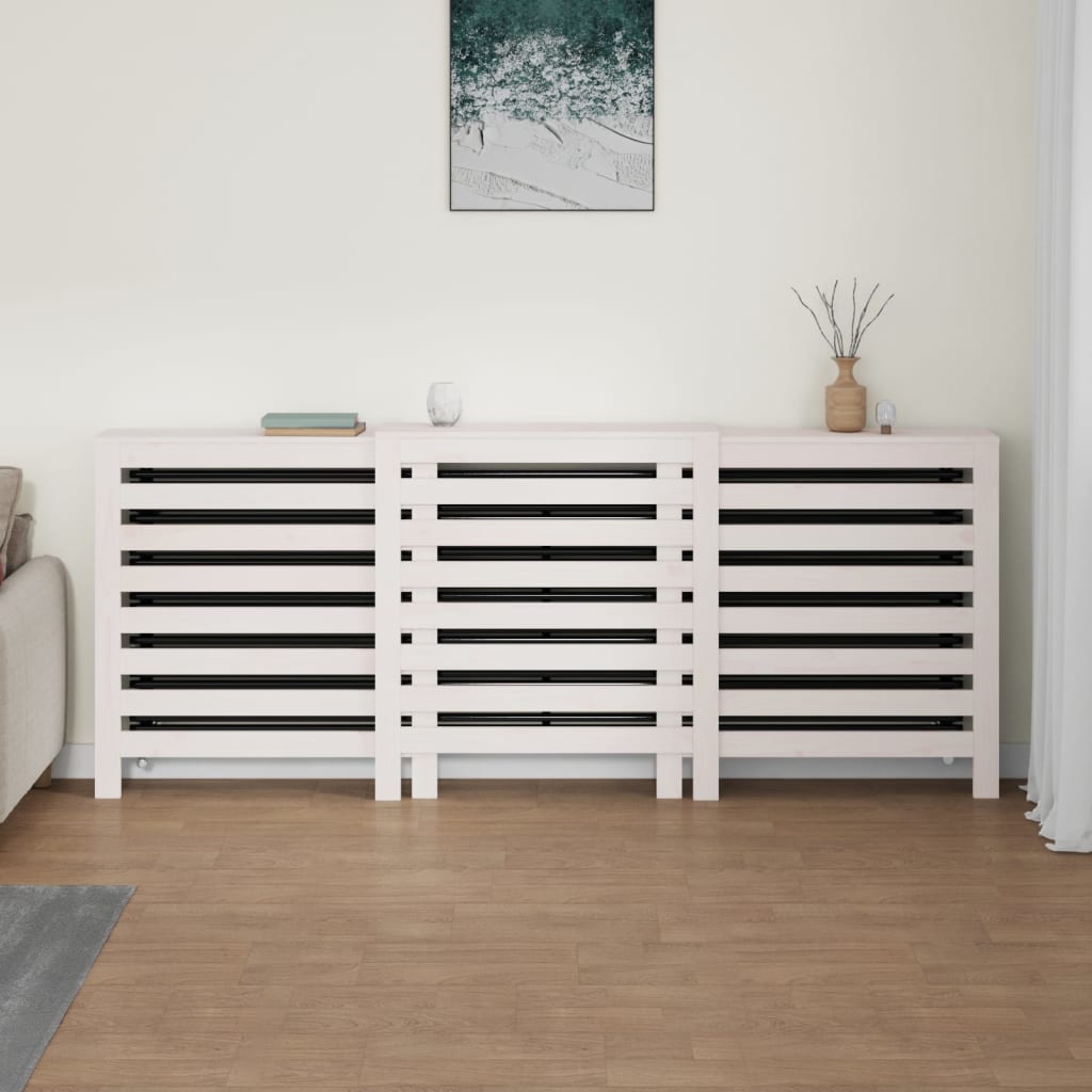 Radiatordeksel hvit 210x21x85 cm heltre furu vidaXL