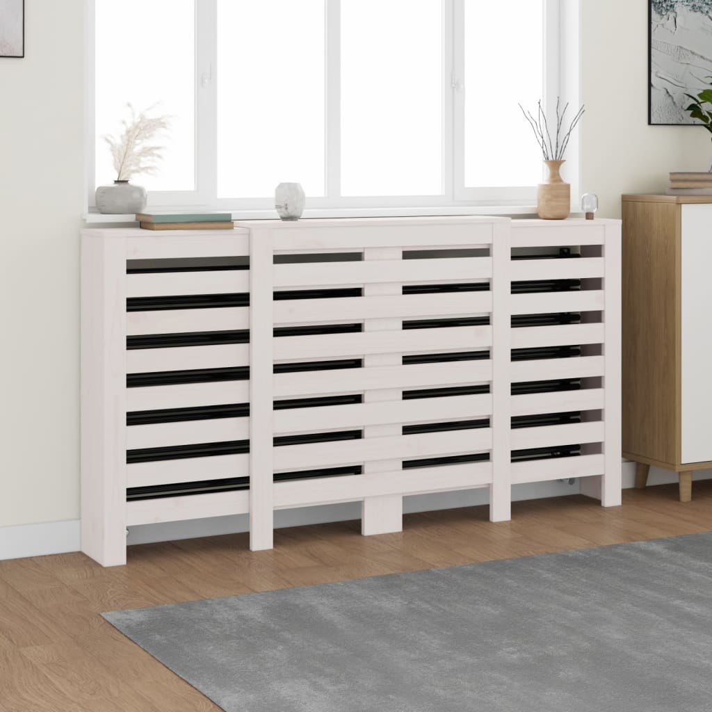 Radiatordeksel hvit 210x21x85 cm heltre furu vidaXL