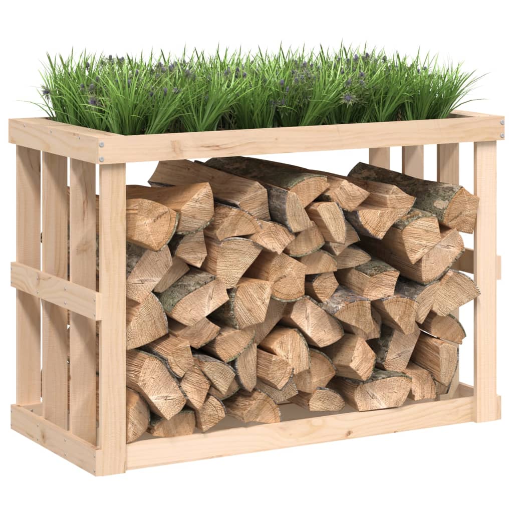 Utendørs vedstativ 108x52x74 cm heltre furu
