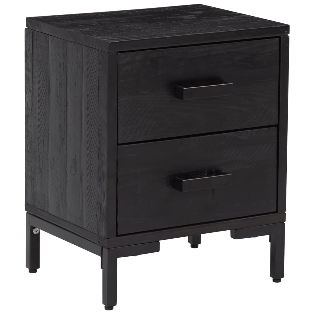 Nattbord 2 stk svart 36x30x45 cm heltre furu