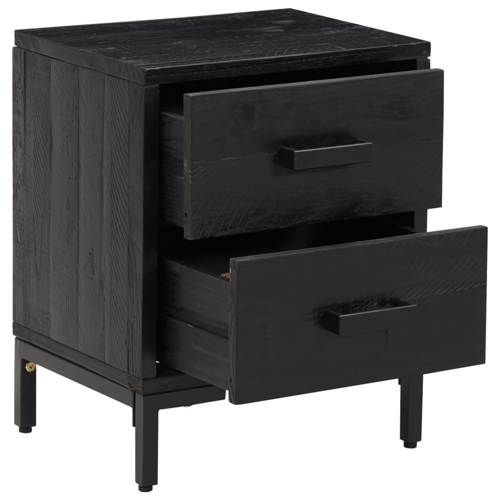 Nattbord 2 stk svart 36x30x45 cm heltre furu