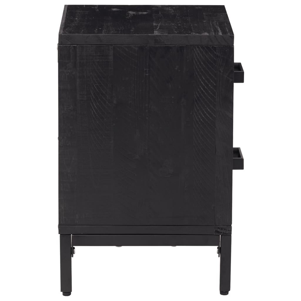 Nattbord 2 stk svart 36x30x45 cm heltre furu