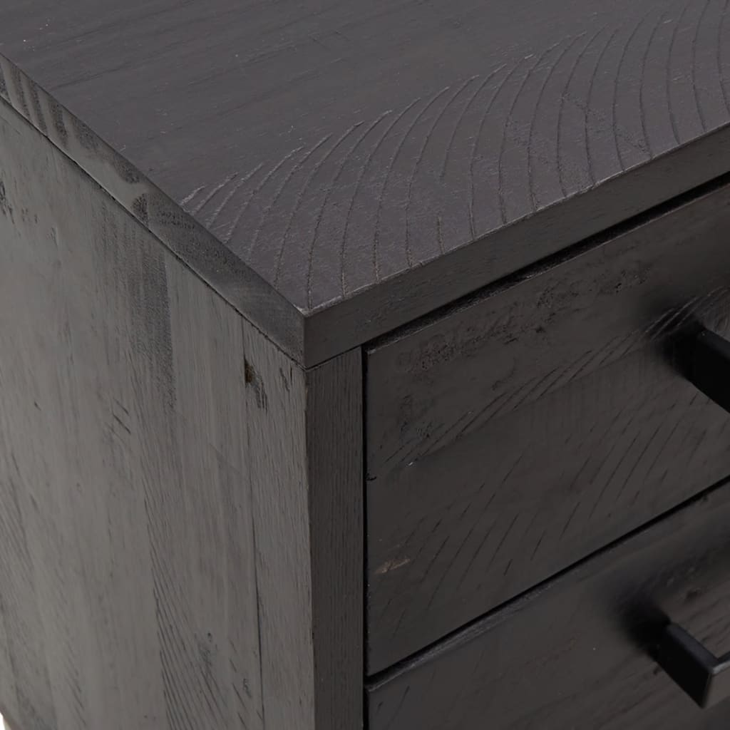Nattbord 2 stk svart 36x30x45 cm heltre furu