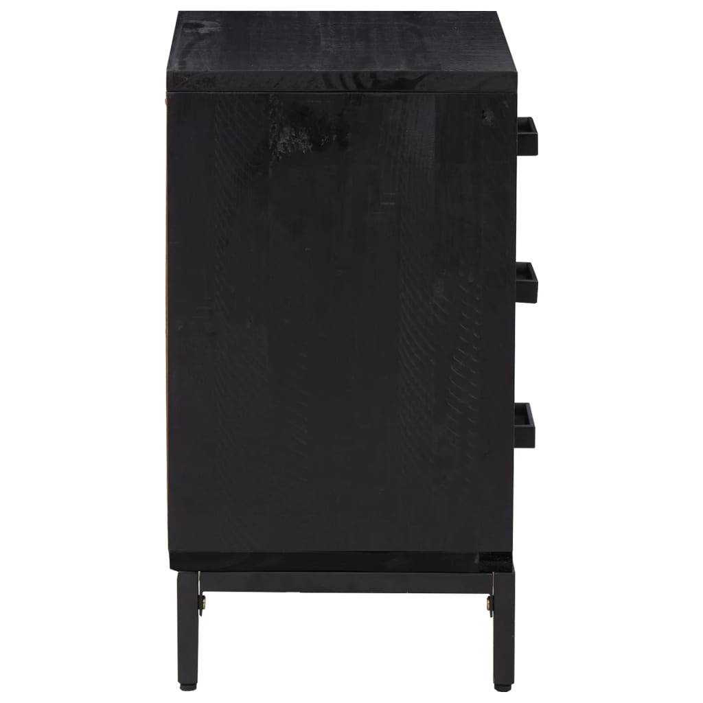 Nattbord 2 stk svart 40x30x55 cm heltre furu