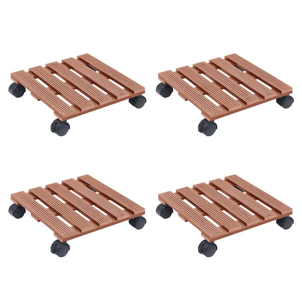 Pottetraller 4 stk brun 30x30x7,5 cm WPC