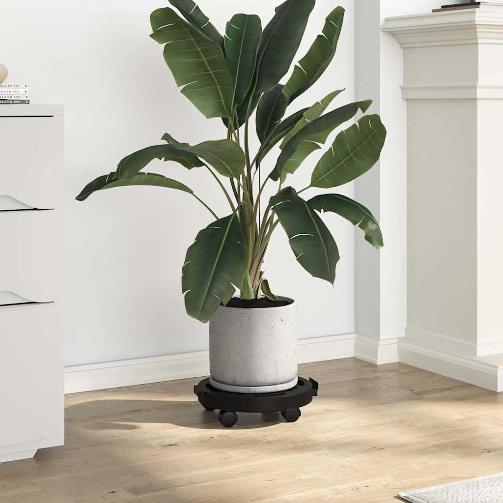 Plantetralle med hjul 2 stk diameter 30 cm svart 170 kg