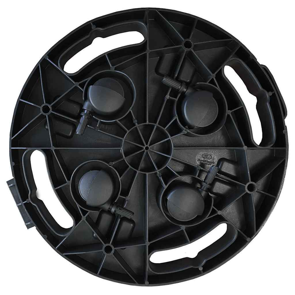 Plantetralle med hjul 3 stk diameter 30 cm svart 170 kg