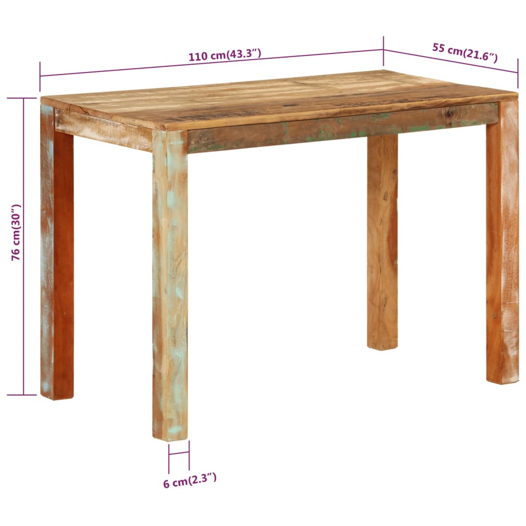 Spisebord 110x55x76 cm gjenvunnet heltre