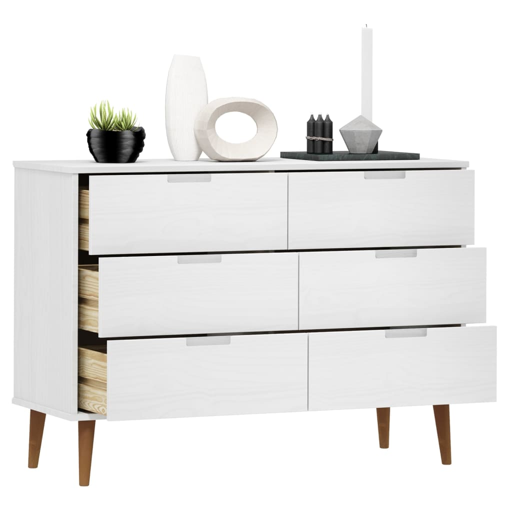 Kommode MOLDE hvit 113x40x80 cm heltre furu
