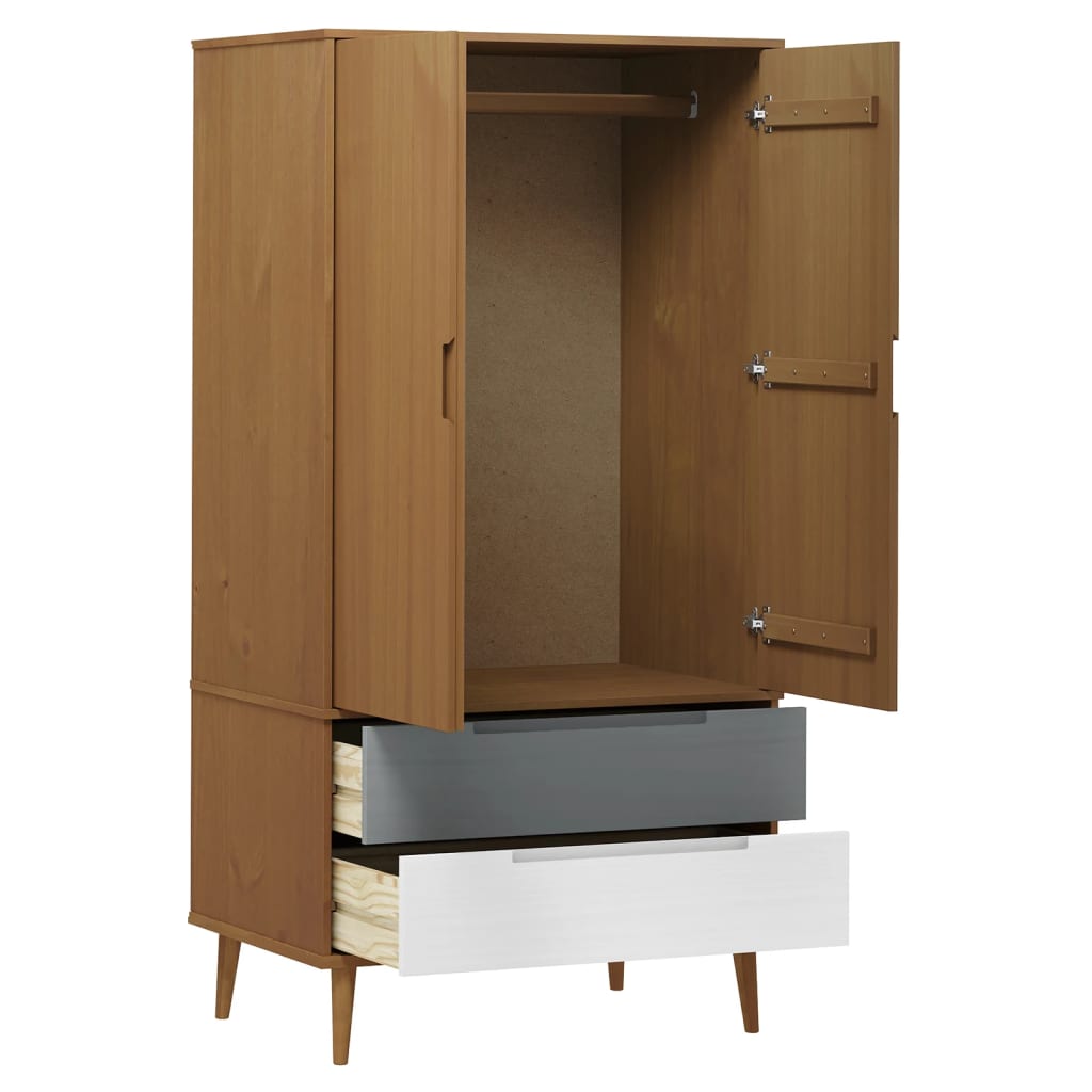 Garderobe MOLDE brun 90x55x175 cm heltre furu