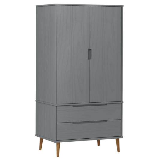Garderobe MOLDE grå 90x55x175 cm heltre furu