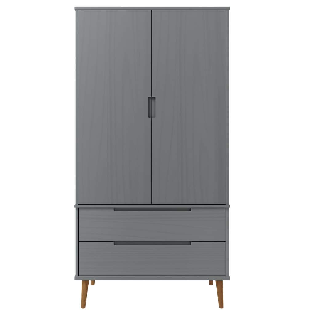 Garderobe MOLDE grå 90x55x175 cm heltre furu