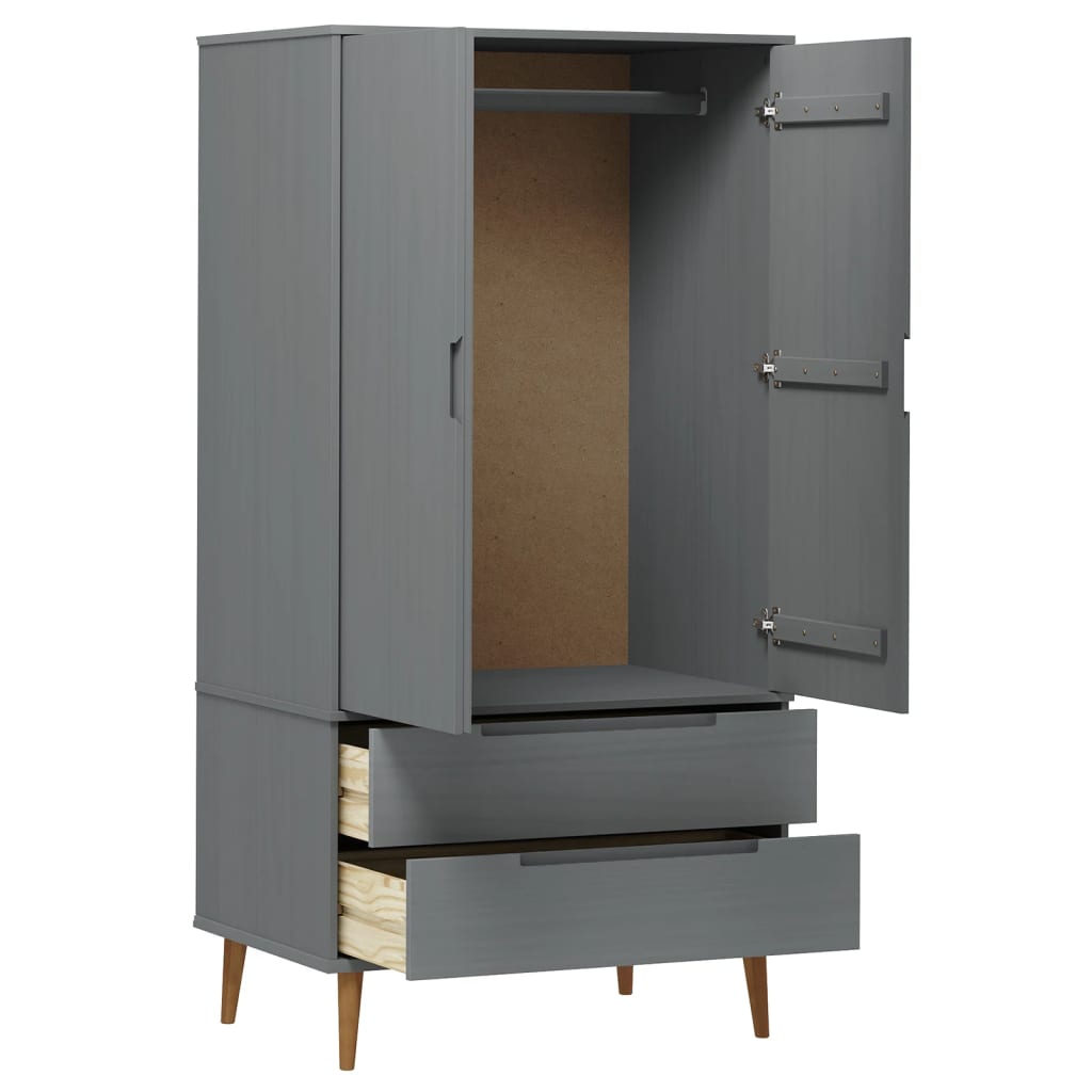 Garderobe MOLDE grå 90x55x175 cm heltre furu
