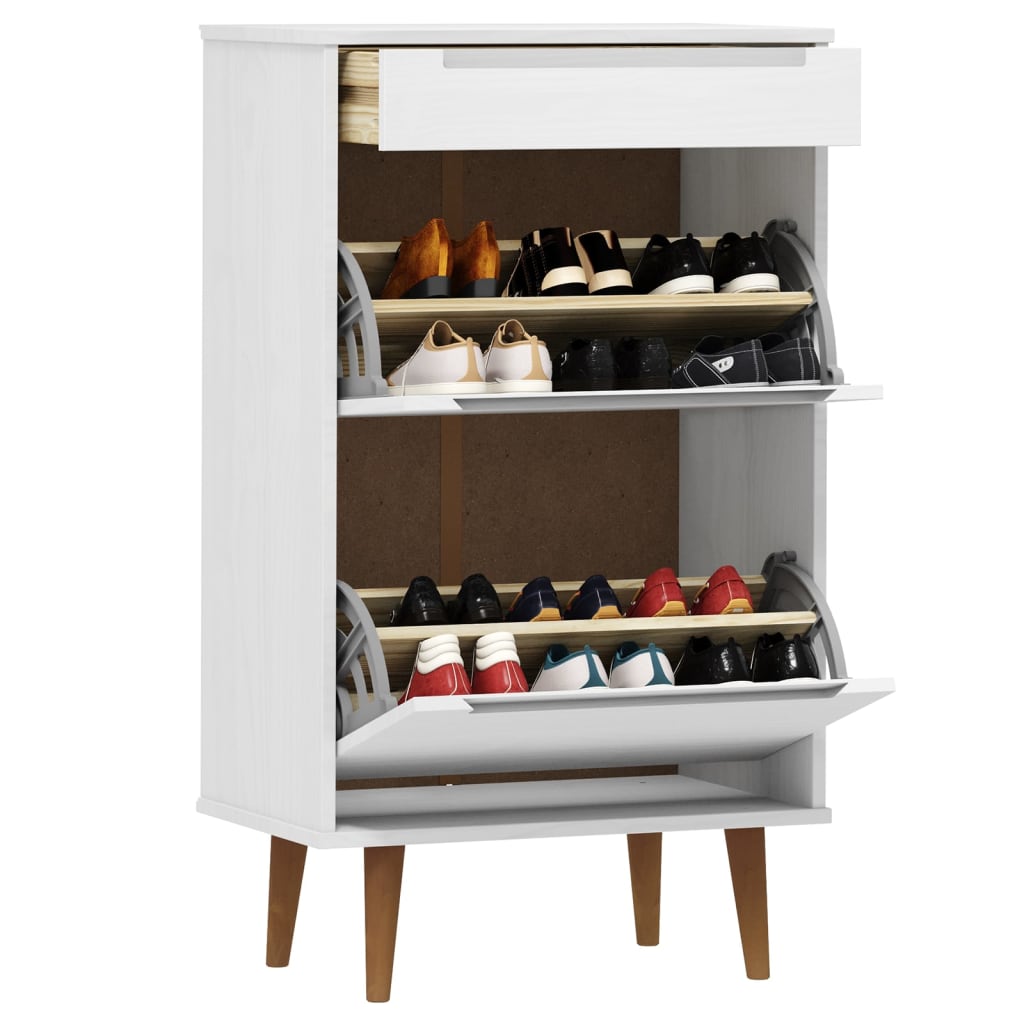 Skoskap MOLDE hvit 59,5x35x103 cm heltre furu