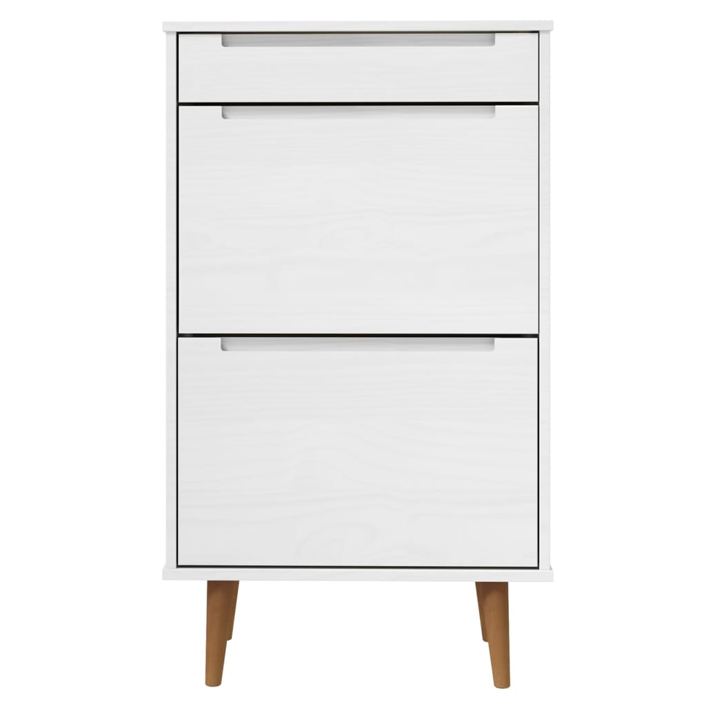 Skoskap MOLDE hvit 59,5x35x103 cm heltre furu