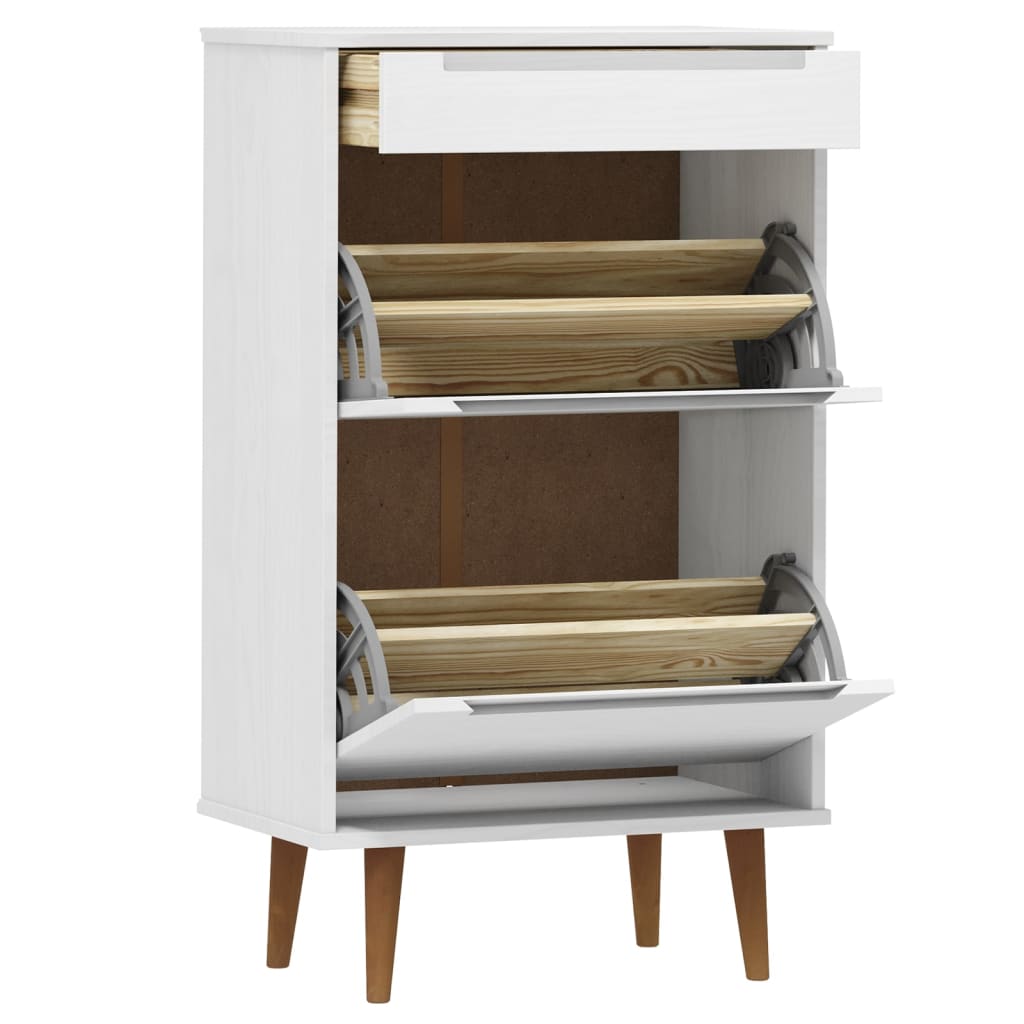 Skoskap MOLDE hvit 59,5x35x103 cm heltre furu