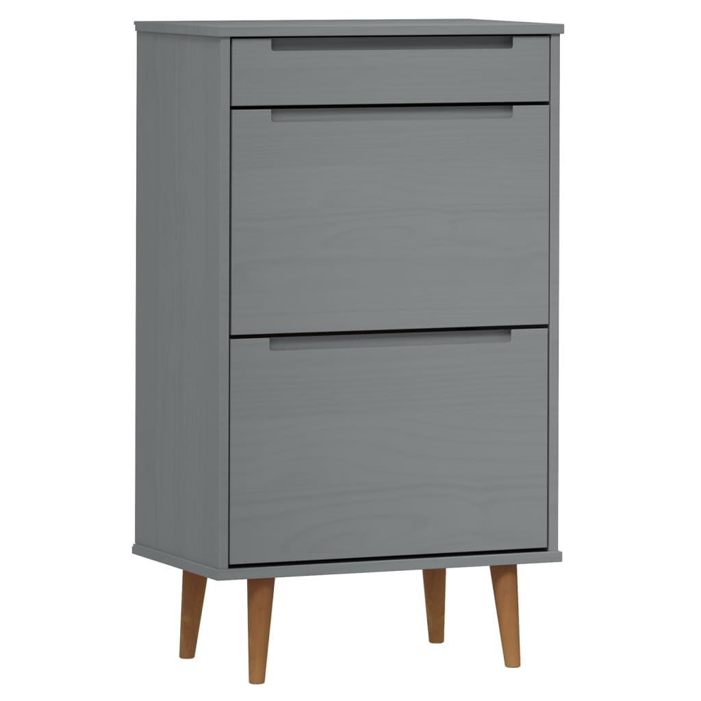 Skoskap MOLDE grå 59,5x35x103 cm heltre furu