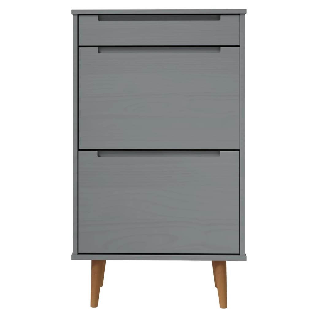Skoskap MOLDE grå 59,5x35x103 cm heltre furu