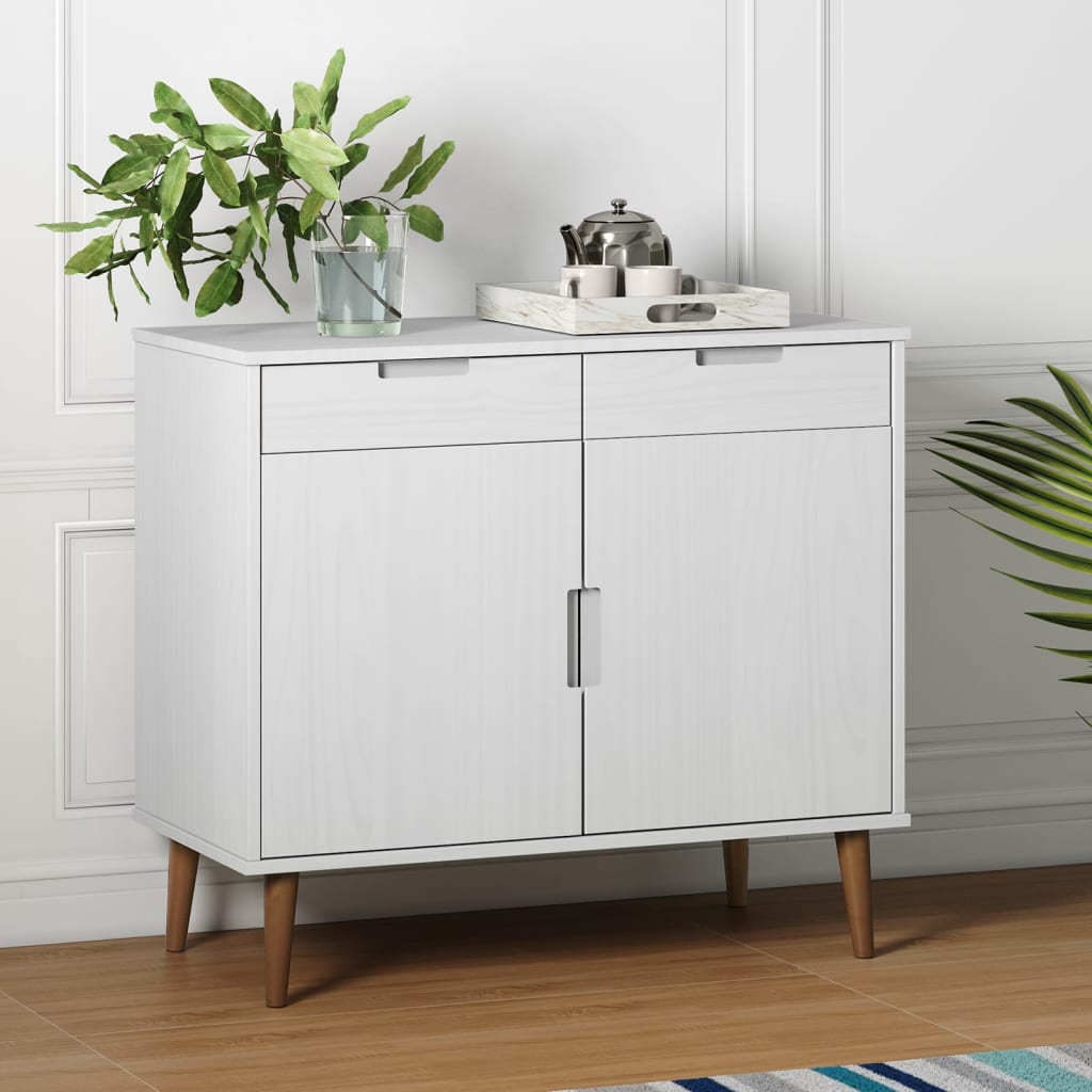 Skjenk MOLDE hvit 90x40x80 cm heltre furu