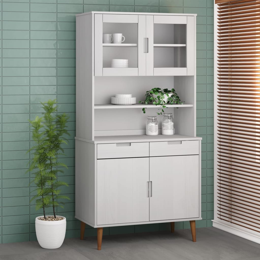 Skjenketopp MOLDE hvit 90x35x100 cm heltre furu