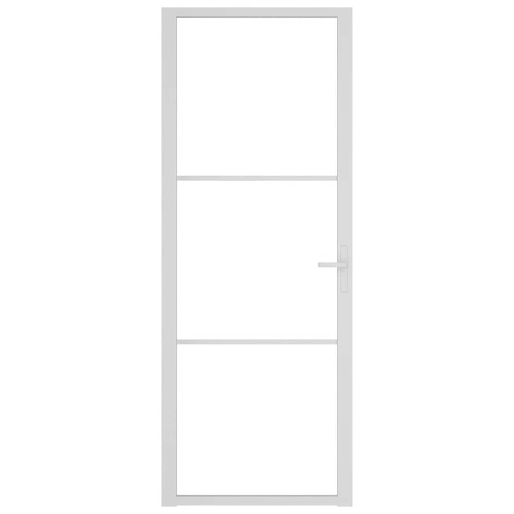 Innerdør 76x201,5 cm hvit ESG glass og aluminium