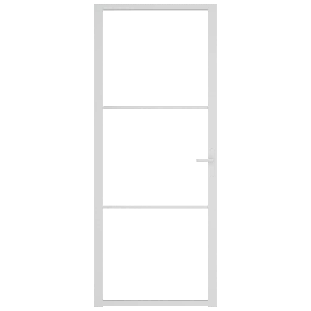 Innerdør 83x201,5 cm hvit ESG glass og aluminium