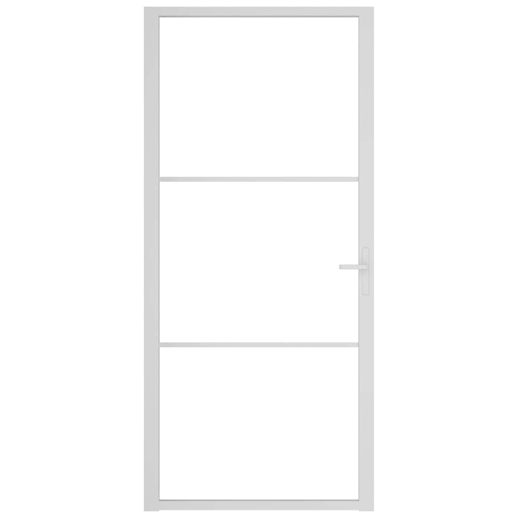 Innerdør 93x201,5 cm hvit ESG glass og aluminium